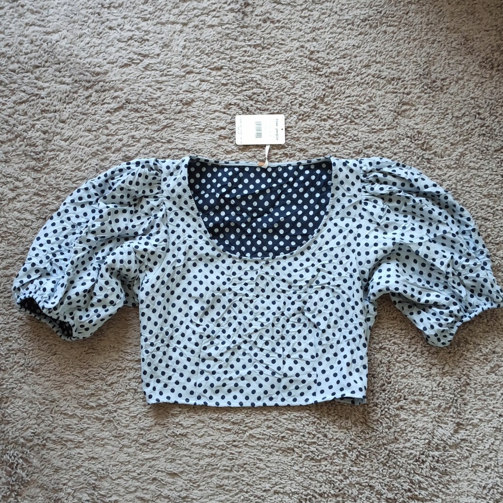 NWT Free People Boho Puff Sleeve Halter Top - SIZE 10